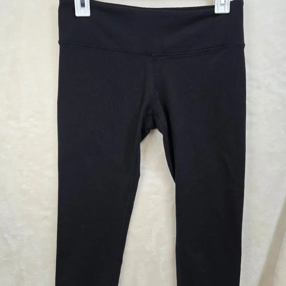Alo Black Ribbed Athletic Leggings Capri sz Med